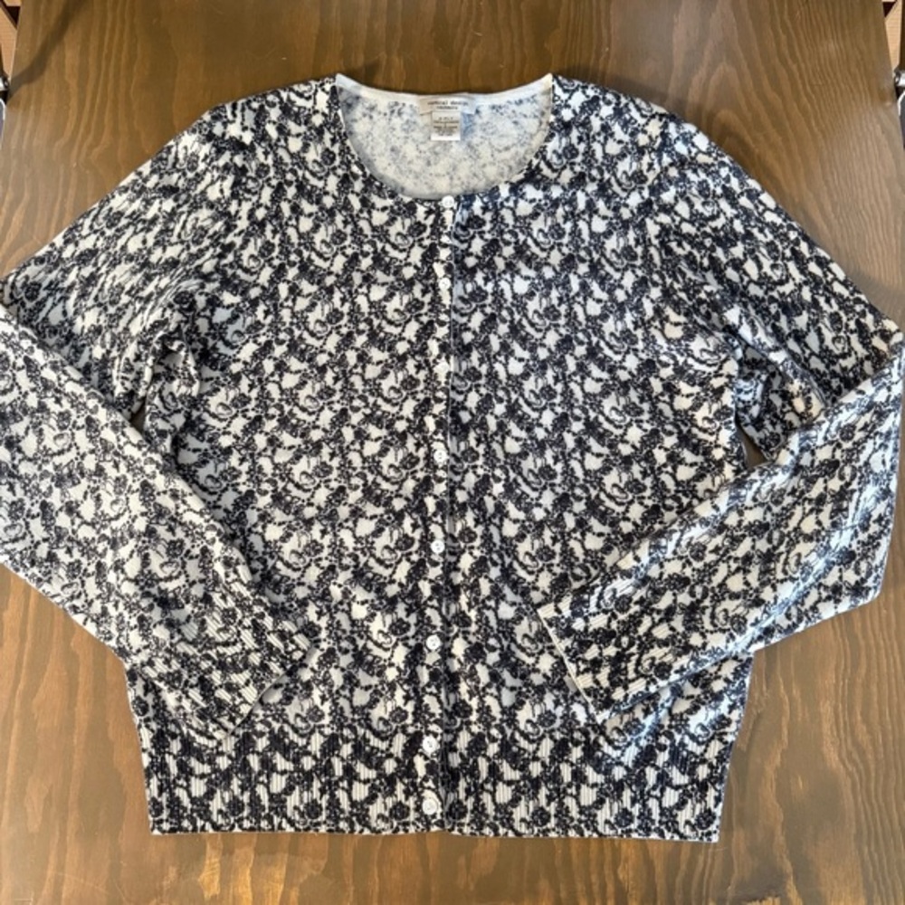 Vertical Design 100% Cashmere Cardigan Sweater